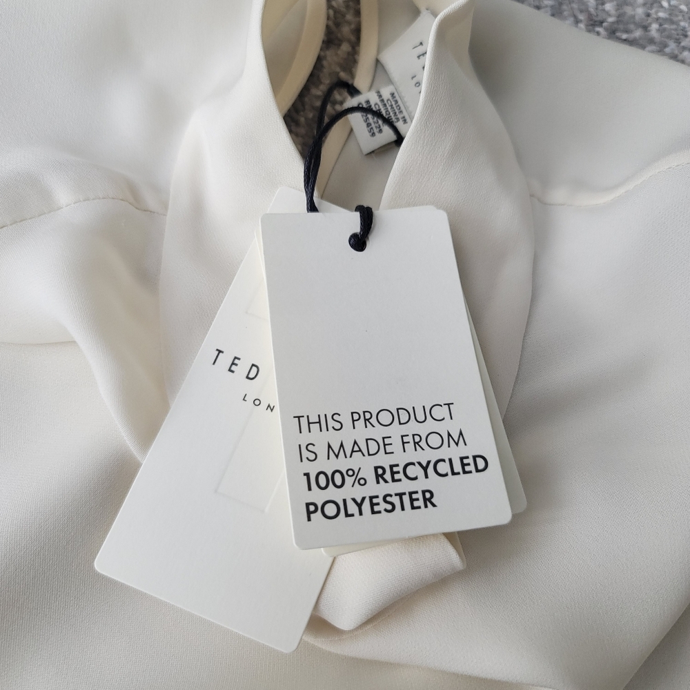 Ted Baker High Neck Keyhole Long Sleeve Blouse Size 4/US 10 In Cream NWT - Picture 7 of 9